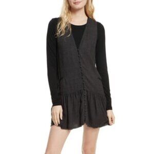 Free People Women's Size XS Gray Houndstooth Anas Button Vest Mini Dress